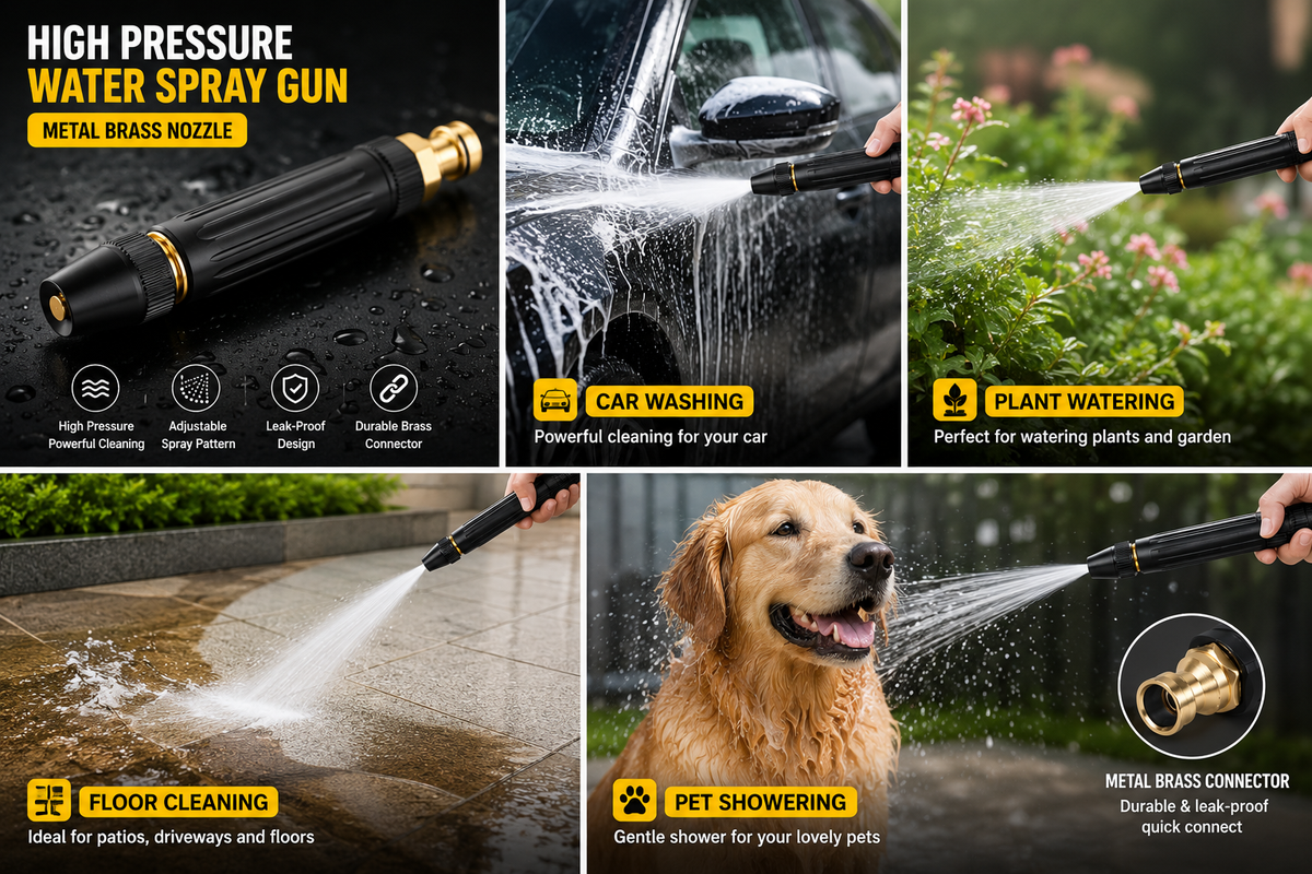 High Pressure Water Pipe Nozzle Spray Gun – Car Wash, Garden & Lawn Cleaning