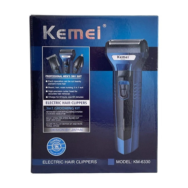 Kemei KM-6330 3-in-1 Grooming Kit – Shaver, Epilator & Nose Trimmer for Men & Women