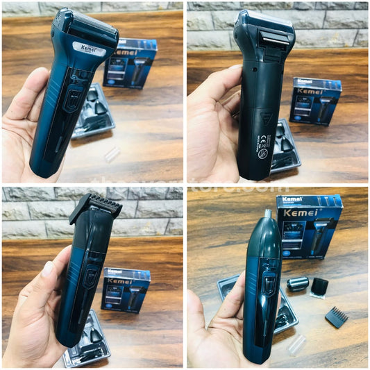 Kemei 3-in-1 Rechargeable Grooming Kit – Shaver, Trimmer & Nose Trimmer
