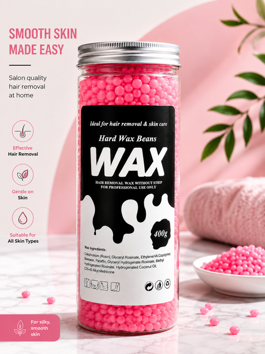 Hard Wax Beans 400g – Pink Strip-Free Hair Removal Wax Beads